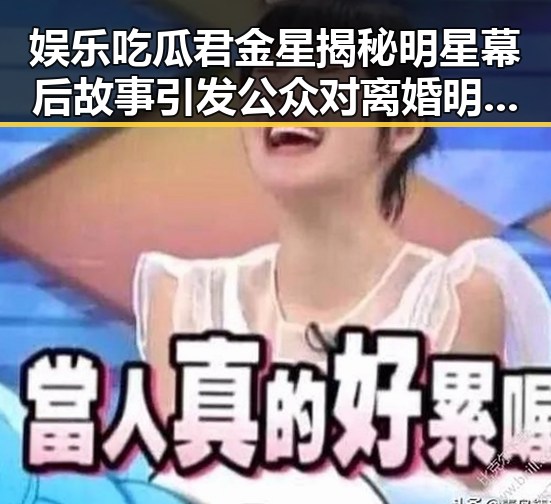 娱乐吃瓜君金星揭秘明星幕后故事引发公众对离婚明星的理性看待
